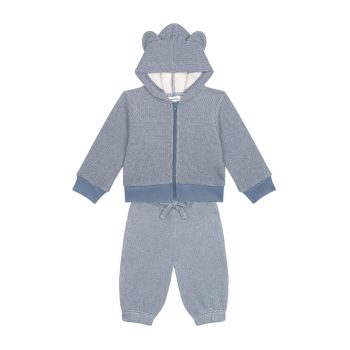 Blue Fleece Bear Eared Sweatshirt and Pants Set