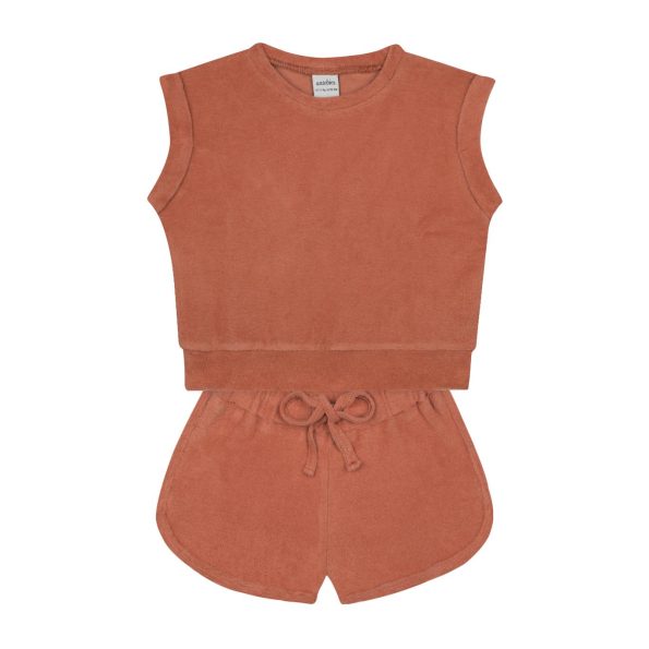 Coral Towel Shorts Set