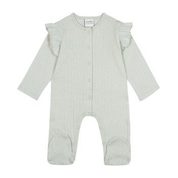 Mint Jacquard Ruffled Footed Romper