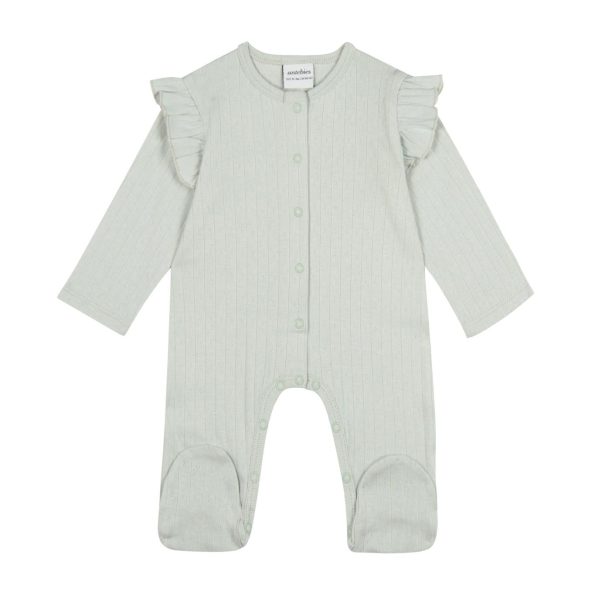 Mint Jacquard Ruffled Footed Romper