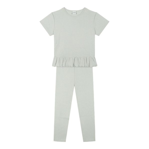 Mint Jacquard Short Sleeve Pajama Set