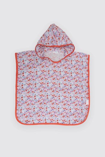 Muslin Baby Poncho - Little Flowers / Red