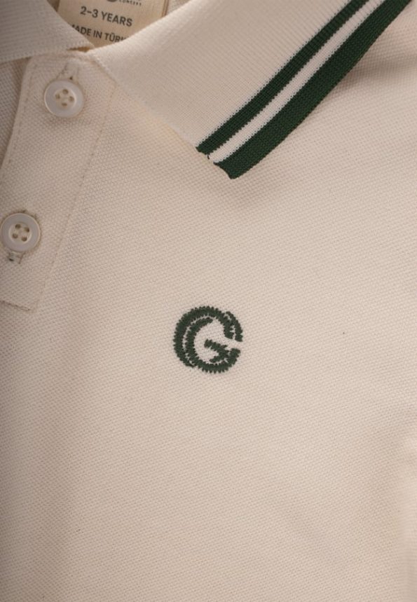 Embroidered Striped Polo T-Shirt for Ages 2-10 Cream