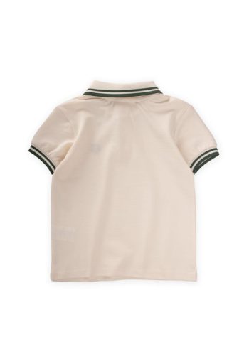 Embroidered Striped Polo T-Shirt for Ages 2-10 Cream