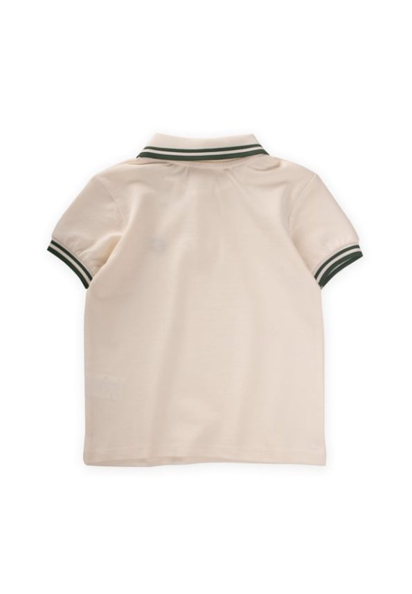 Embroidered Striped Polo T-Shirt for Ages 2-10 Cream