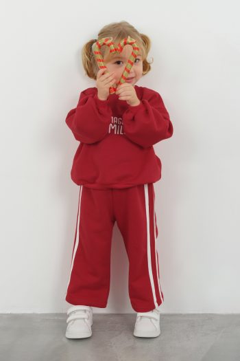 Embroidered Tracksuit Set Red