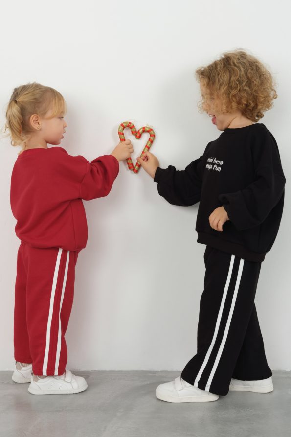 Embroidered Tracksuit Set Red