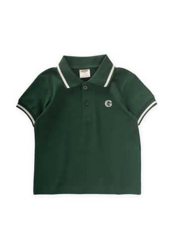 Embroidered Polo Collar T-Shirt for Kids 2-10 Years Olive Green