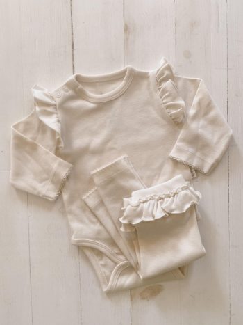 Naturaborn GOTS Certified Organic Ruffled Leggings & Bodysuit Set for Girls