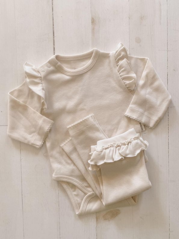 Naturaborn GOTS Certified Organic Ruffled Leggings & Bodysuit Set for Girls