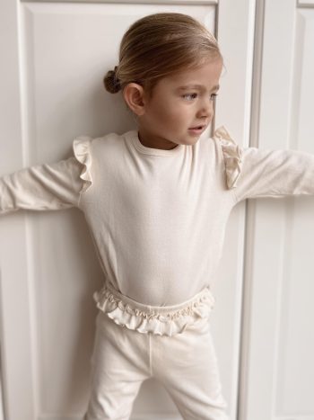 Naturaborn GOTS Certified Organic Ruffled Leggings & Bodysuit Set for Girls