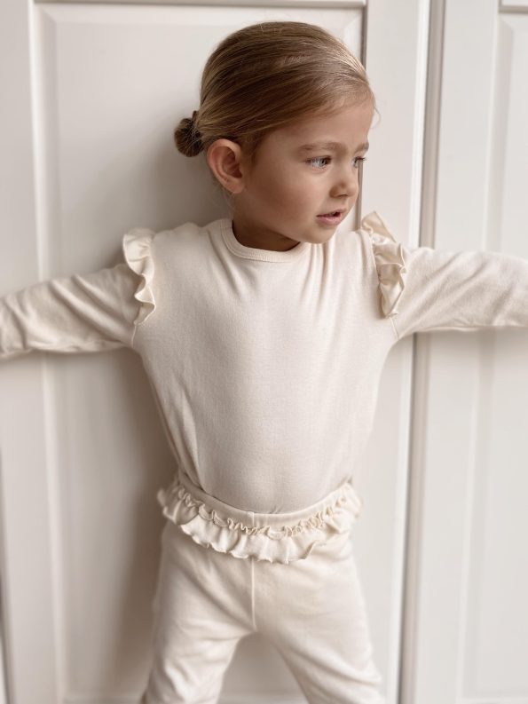 Naturaborn GOTS Certified Organic Ruffled Leggings & Bodysuit Set for Girls