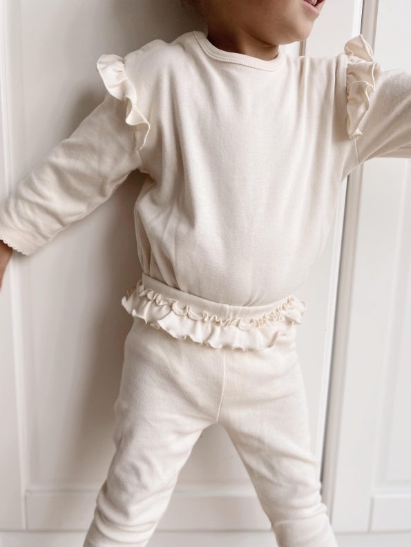 Naturaborn GOTS Certified Organic Ruffled Leggings & Bodysuit Set for Girls