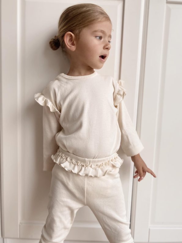 Naturaborn GOTS Certified Organic Ruffled Leggings & Bodysuit Set for Girls