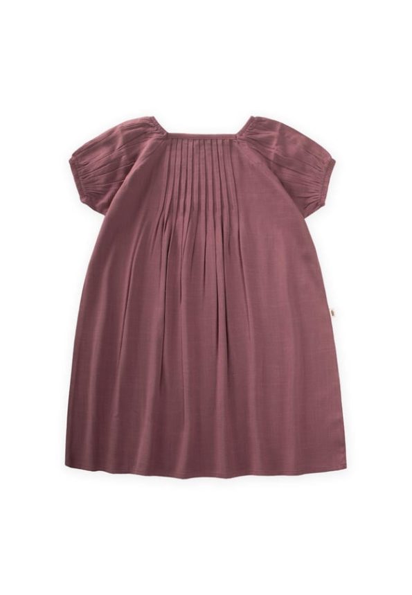 Ruffled Linen Dress for Ages 2-7 in Plum