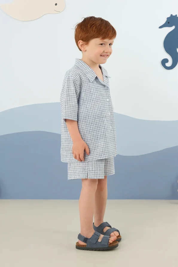 Button-Up Soft Set in Navy Blue