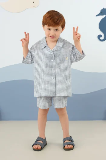 Button-Up Soft Set in Navy Blue