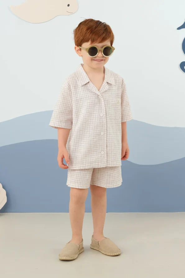 Button Front Soft Set in Milk Coffee