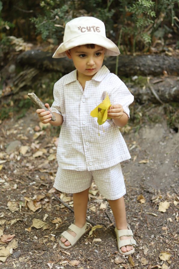 Button Front Soft Set in Milk Coffee