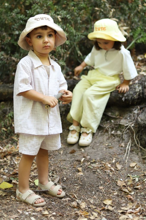 Button Front Soft Set in Milk Coffee