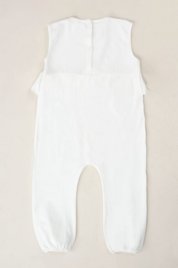 Ruffled Front Romper in Ecru