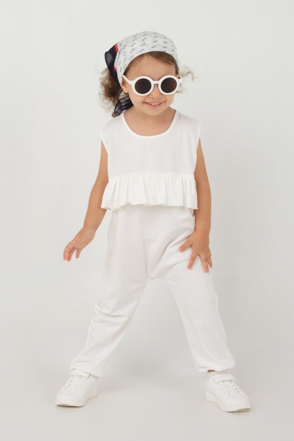 Ruffled Front Romper in Ecru