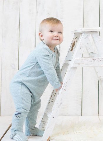 OrganicEra Organic Baby Romper, Aqua Melange