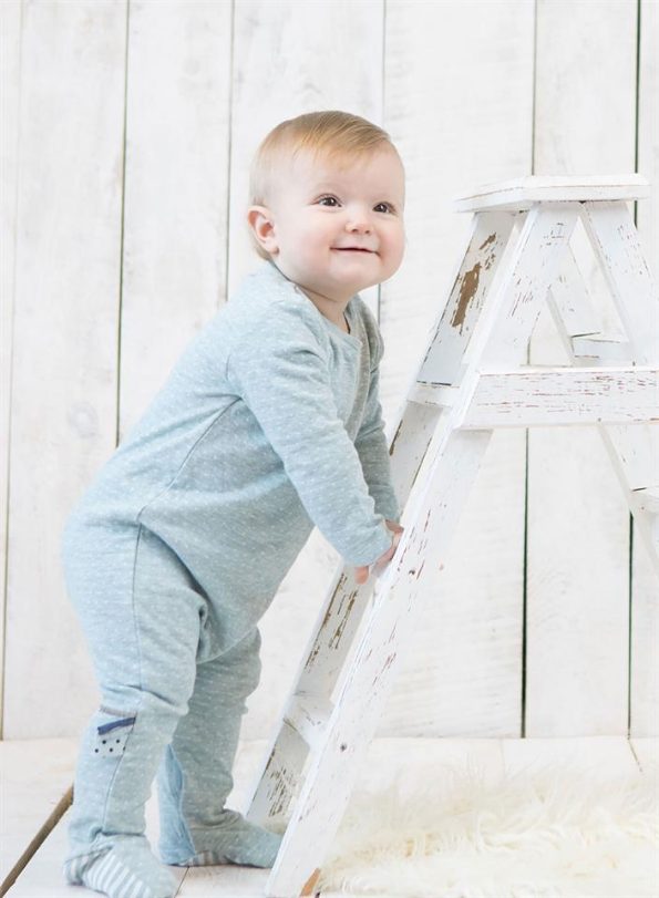 OrganicEra Organic Baby Romper, Aqua Melange
