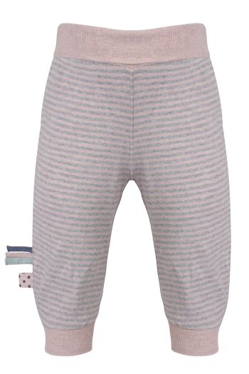 OrganicEra Organic Striped Pants with Elastic Waist, Rose Melange
