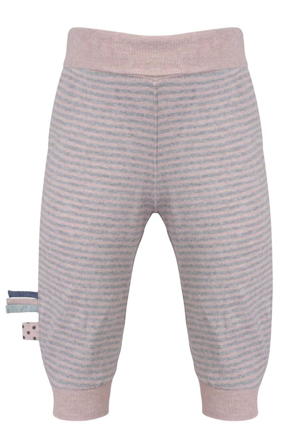 OrganicEra Organic Striped Pants with Elastic Waist, Rose Melange