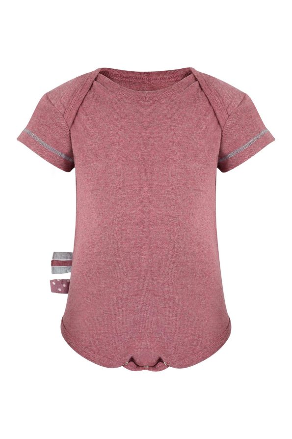 OrganicEra Organic Short Sleeve Bodysuit, Bordeaux Melange