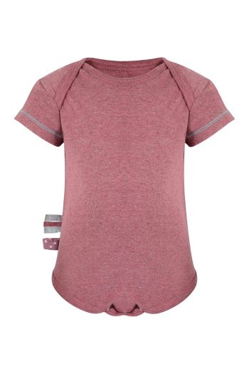 OrganicEra Organic Short Sleeve Bodysuit, Bordeaux Melange