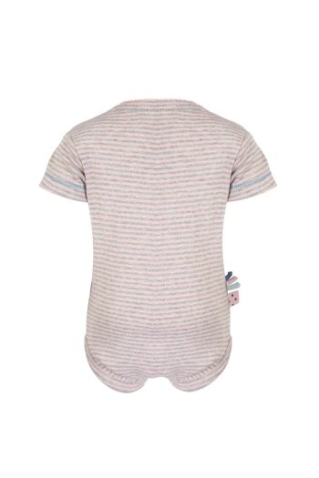 OrganicEra Organic Short Sleeve Bodysuit, Striped, Rose Melange