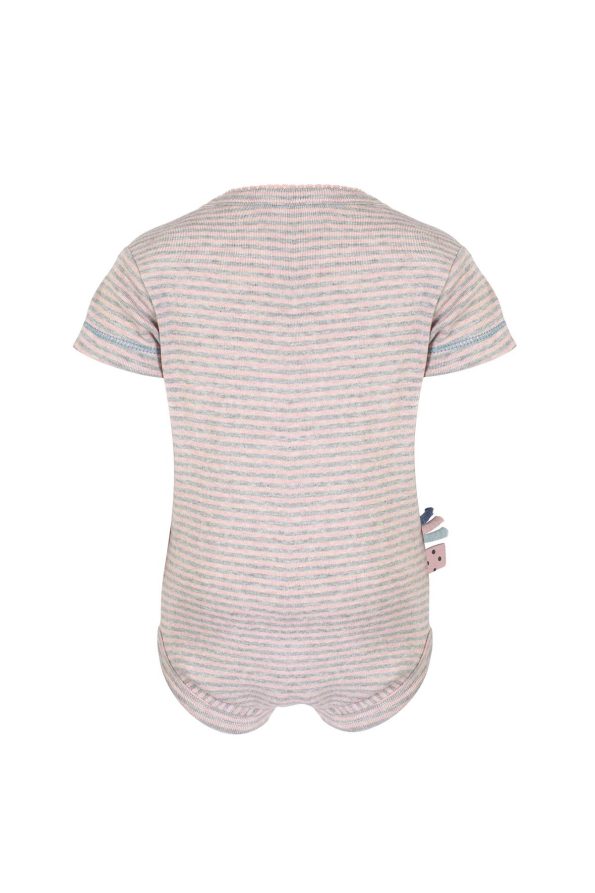 OrganicEra Organic Short Sleeve Bodysuit, Striped, Rose Melange