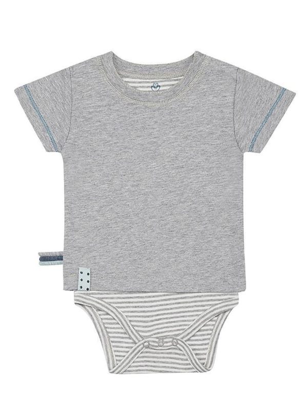 OrganicEra Organic Short Sleeve T-shirt Bodysuit, Grey Melange
