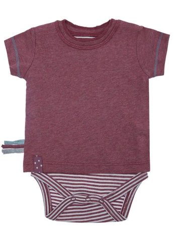 OrganicEra Organic Short Sleeve T-Shirt Bodysuit, Bordeaux Melange