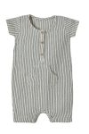 OrganicEra Organic Muslin Romper, Anthracite Striped