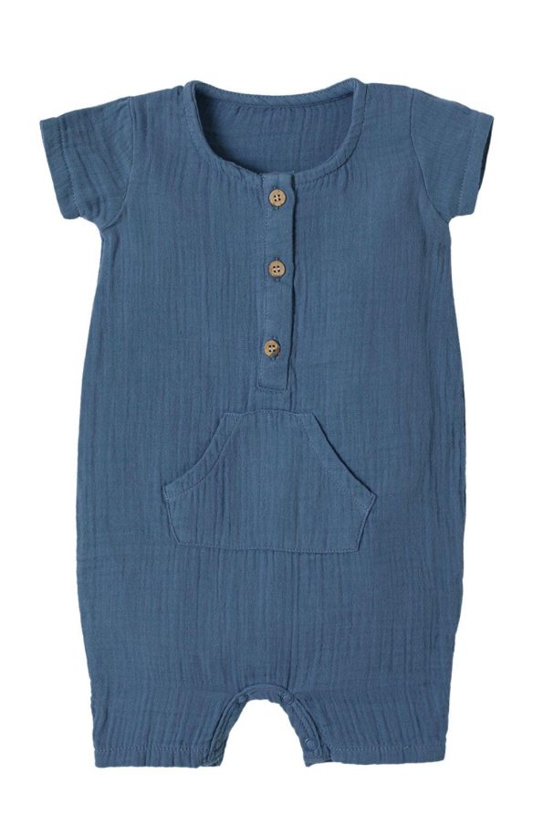 OrganicEra Organic Muslin Romper, INDIGO