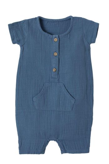 OrganicEra Organic Muslin Romper, INDIGO