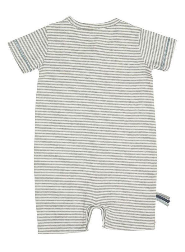 OrganicEra Organic Shorts Romper, Striped, Grey Melange