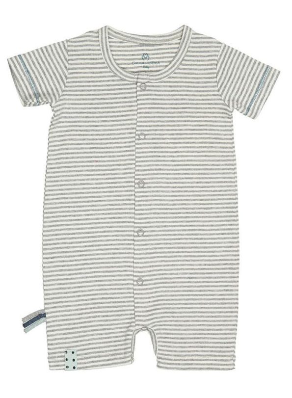 OrganicEra Organic Shorts Romper, Striped, Grey Melange