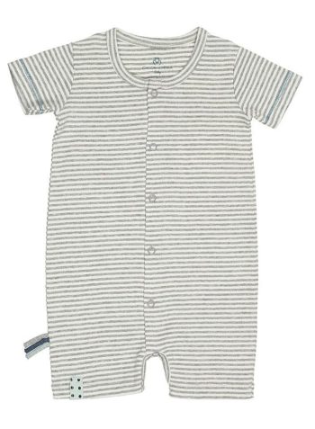 OrganicEra Organic Shorts Romper, Striped, Grey Melange