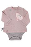 OrganicEra Organic Long Sleeve Appliqué T-Shirt Bodysuit, Rose Melange
