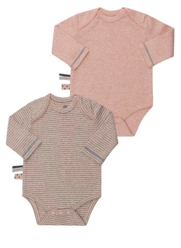 OrganicEra Organic Long Sleeve Baby Bodysuit Set, Rose Melange