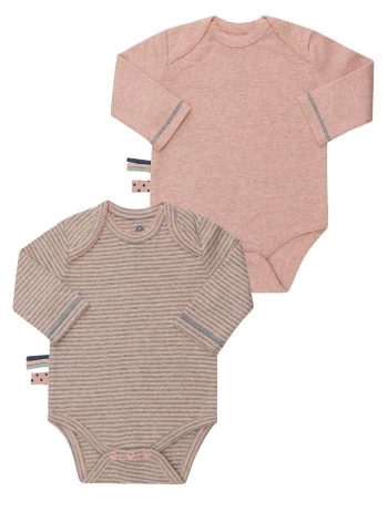 OrganicEra Organic Long Sleeve Baby Bodysuit Set, Rose Melange