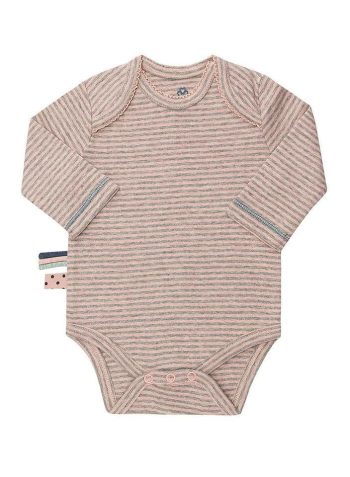 OrganicEra Organic Long Sleeve Baby Bodysuit, Striped, Rose Melange