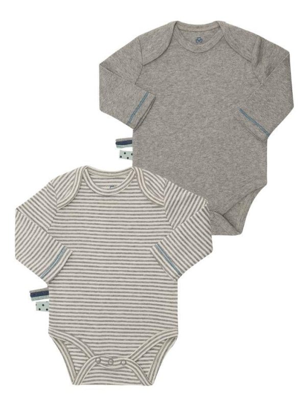 OrganicEra Organic Long Sleeve Baby Bodysuit Set, Grey Melange