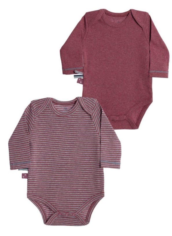 OrganicEra Organic Long Sleeve Baby Bodysuit 2-Pack, Bordeaux Melange