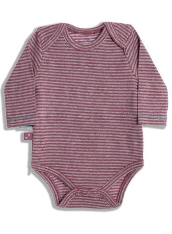 OrganicEra Organic Long Sleeve Baby Bodysuit, Striped, Bordeaux Melange