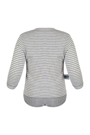 OrganicEra Organic Long Sleeve Baby Bodysuit, Striped, Grey Melange